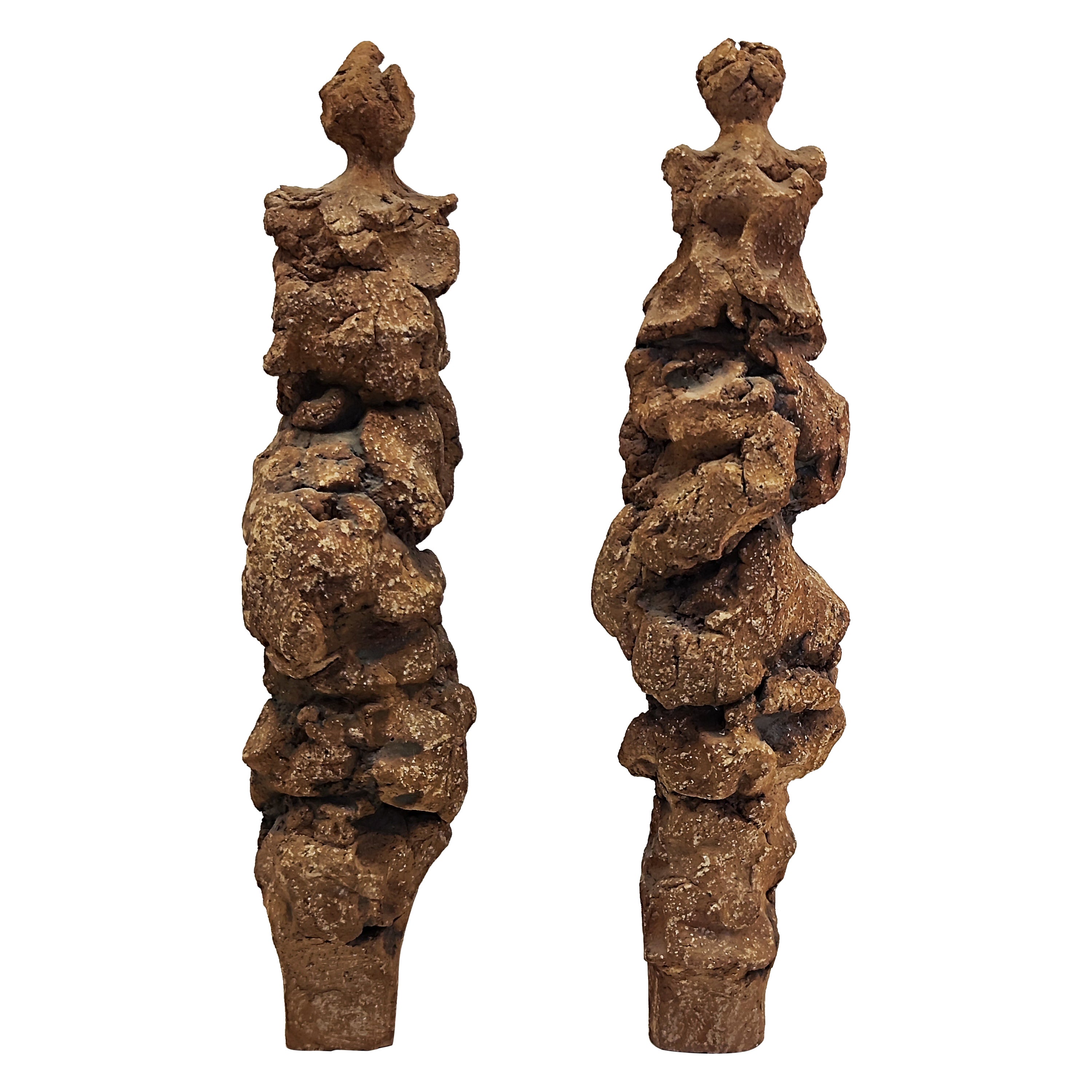 Sculture figurative in argilla a 2 camote nello stile di Jean Dubuffet, Francia anni '50 in vendita