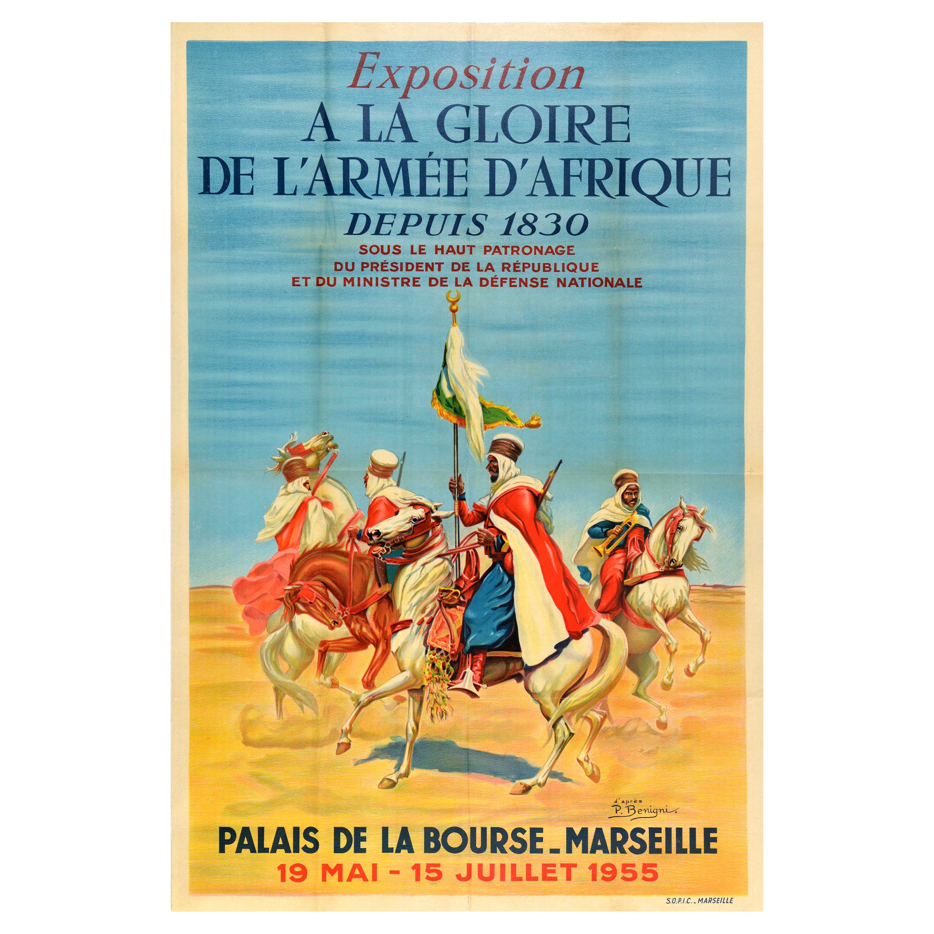 Affiche vintage d'origine Glory Of The African Army French Foreign Legion Benigni en vente