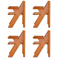Great Modernist Set of Four Oak Czech Dining Chairs, 1980s