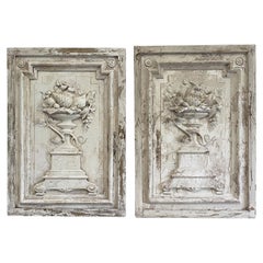 Coppia di Sopraportes in stile barocco in stucco dell'Ottocento francese - Pannelli antichi