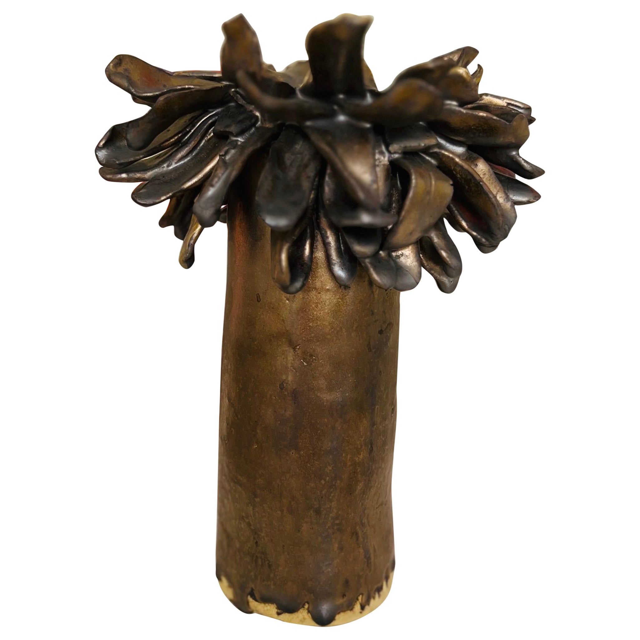 Floral Vase in Bronze Stoneware no 5 by Hania Jneid