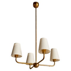Designer austriaco, lampadario, ottone, tessuto, Austria, anni '50