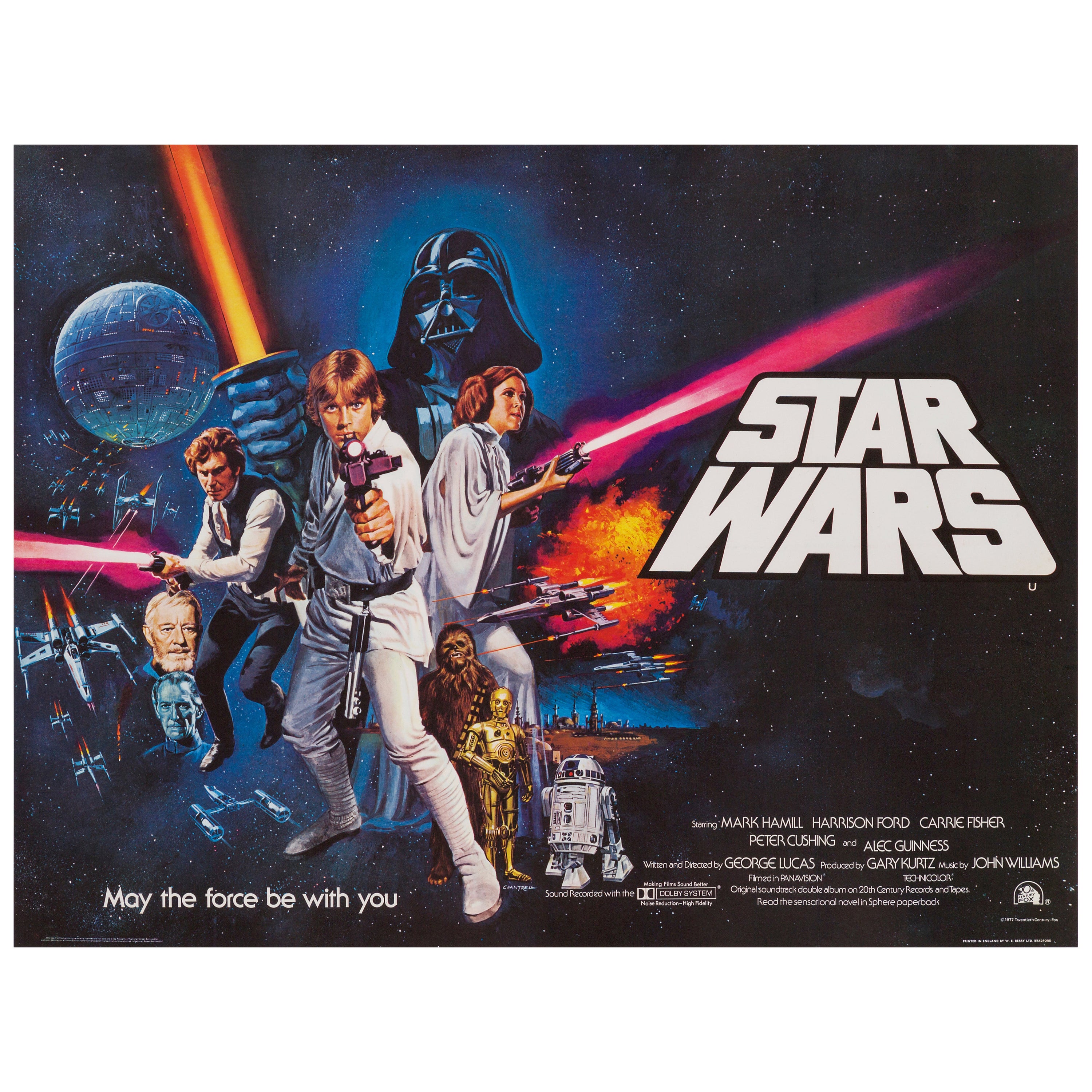 'Star Wars' Original Vintage British Quad Movie Poster by Tom Chantrell, 1977