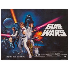 Affiche originale du film britannique Quad « Star Wars » de Tom Chantrell, 1977