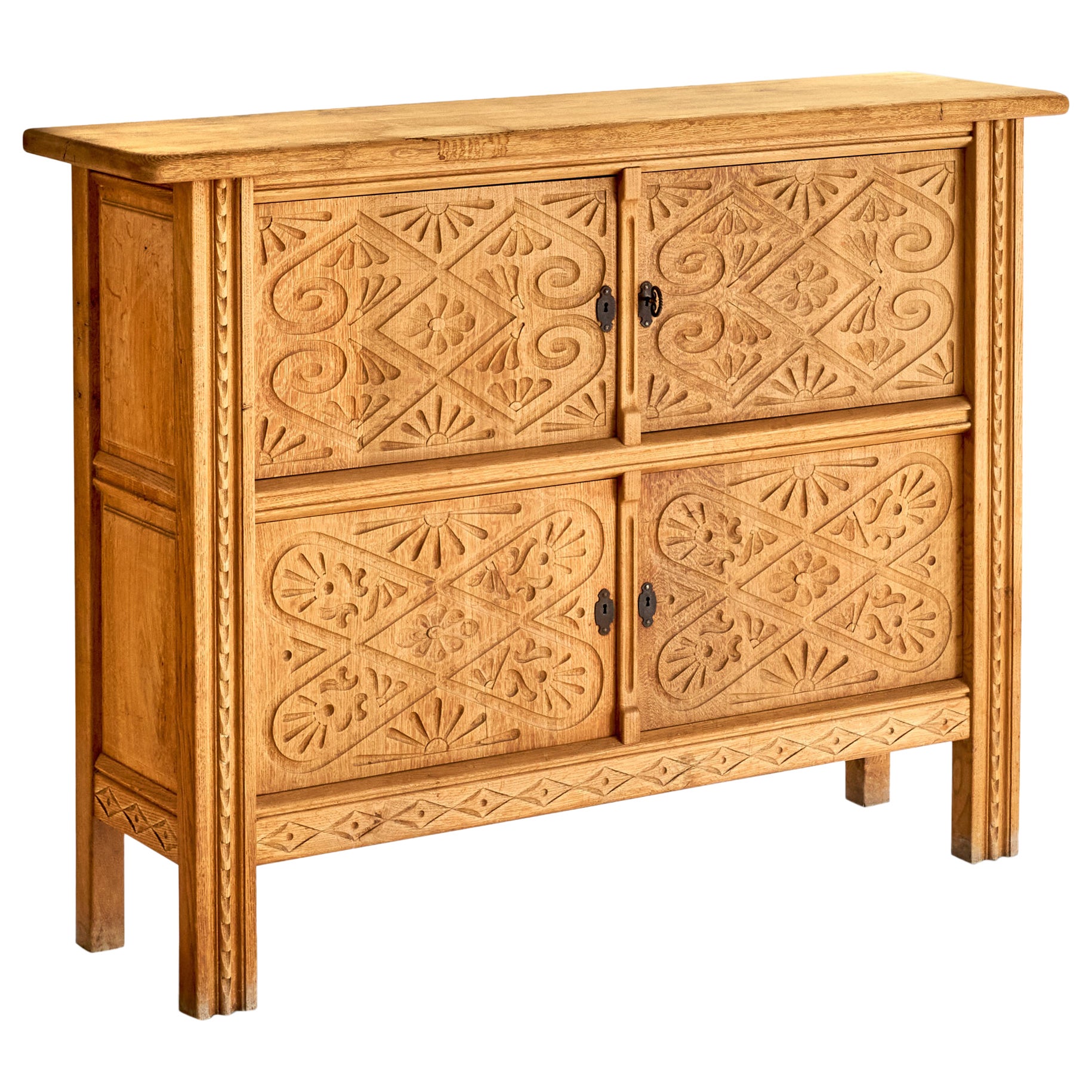 Dänischer Designer, Schrank, Eiche, Eisen, Dänemark, 1960er Jahre