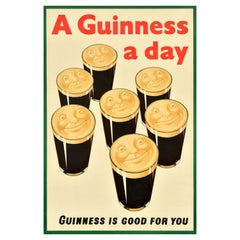 Original Vintage Stout Beer Advertising Poster Guinness A Day Is Good For You
