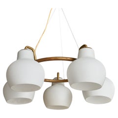 Vilhelm Lauritzen, Chandelier, Brass, Glass, Denmark, 1950s