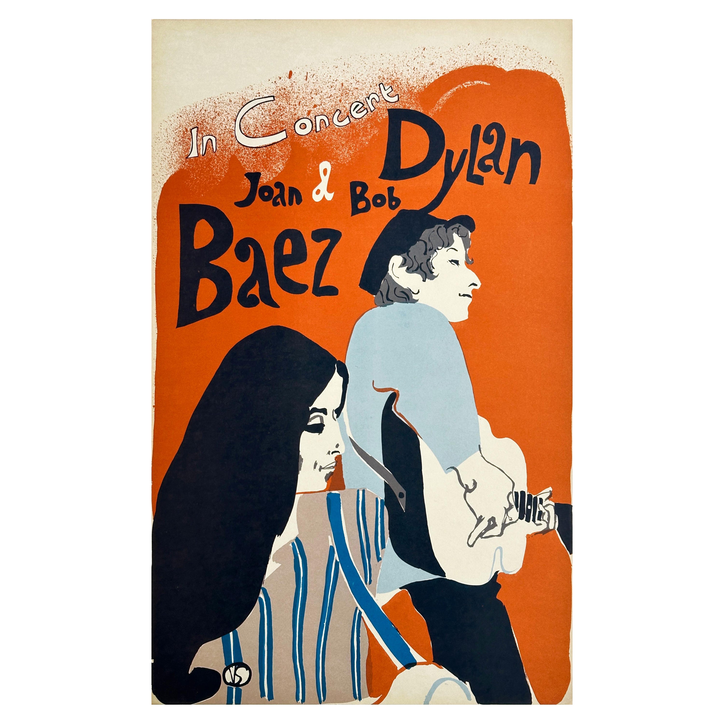 Bob Dylan & Joan Baez Original Vintage US Tour Poster by Eric Von Schmidt, 1965
