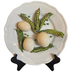 Vintage French Christine Viennet Hand Crafted "Trompe L'Oeil" Vegetable Plate