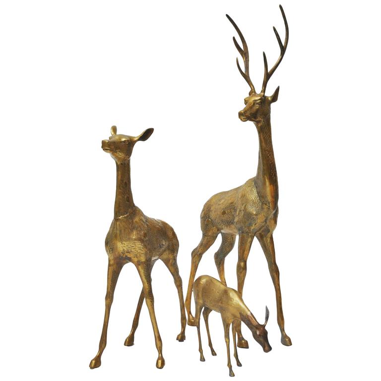 Very Large Brass Deer Family For Sale at 1stDibs large brass deer