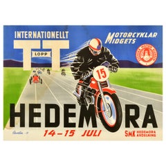 Poster originale d'epoca sul motorsport Hedemora International TT Race Sweden Racing