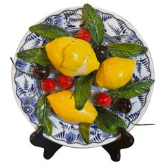 Vintage French Christine Viennet Hand Crafted "Trompe L'Oeil" Fruit Art Plate