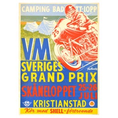 Poster originale d'epoca sul motorsport Sveriges Grand Prix Kristianstad Sweden Race