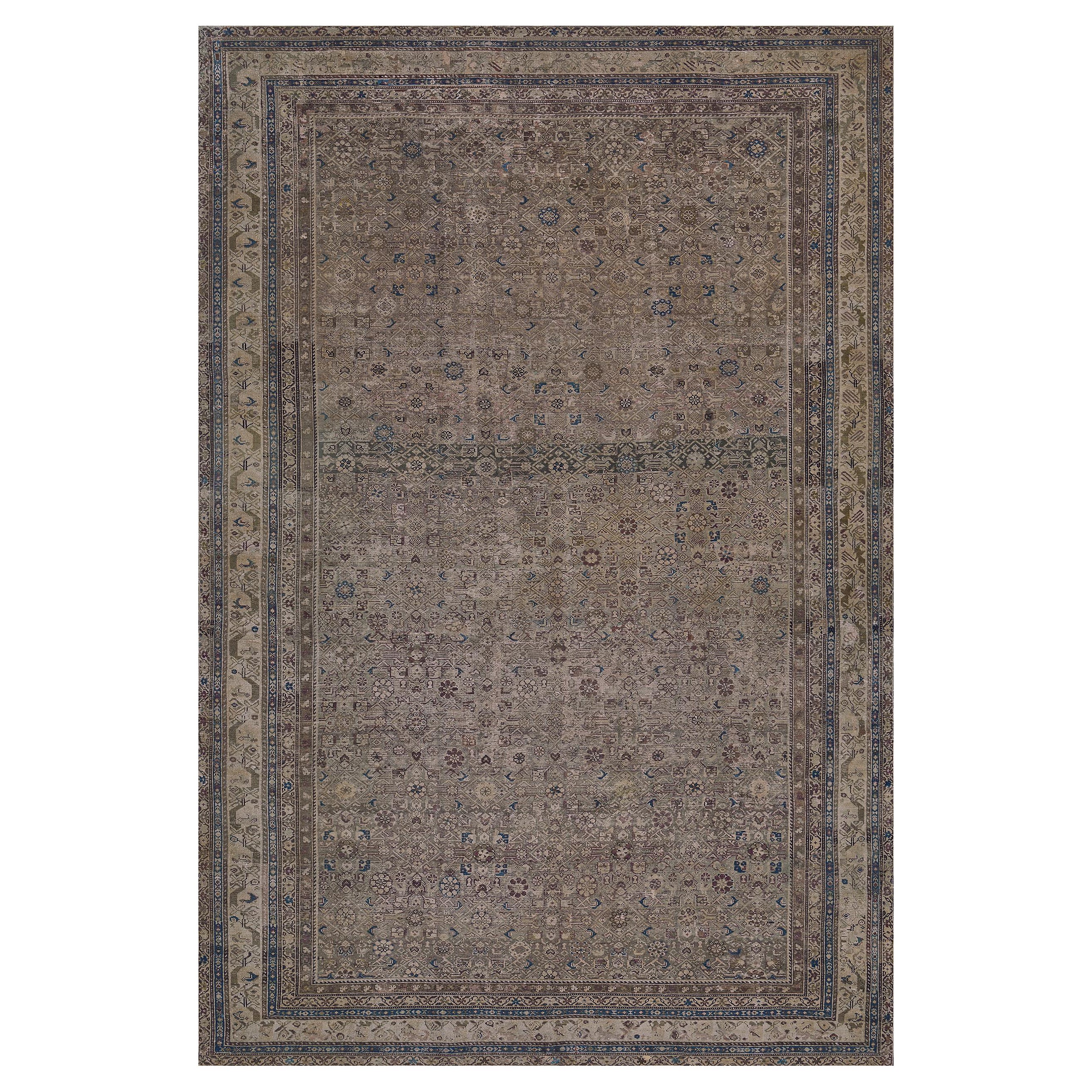 Antique Traditional Hand-Woven Herati Persian Fereghan Rug