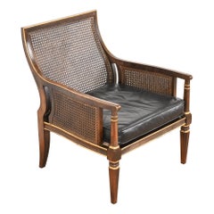 John Widdicomb Mid-Century Hollywood Regency Maple and Cane Parcel Gilt Armchair