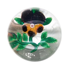 Antique Baccarat Pansy with Bud Glass Paperweight