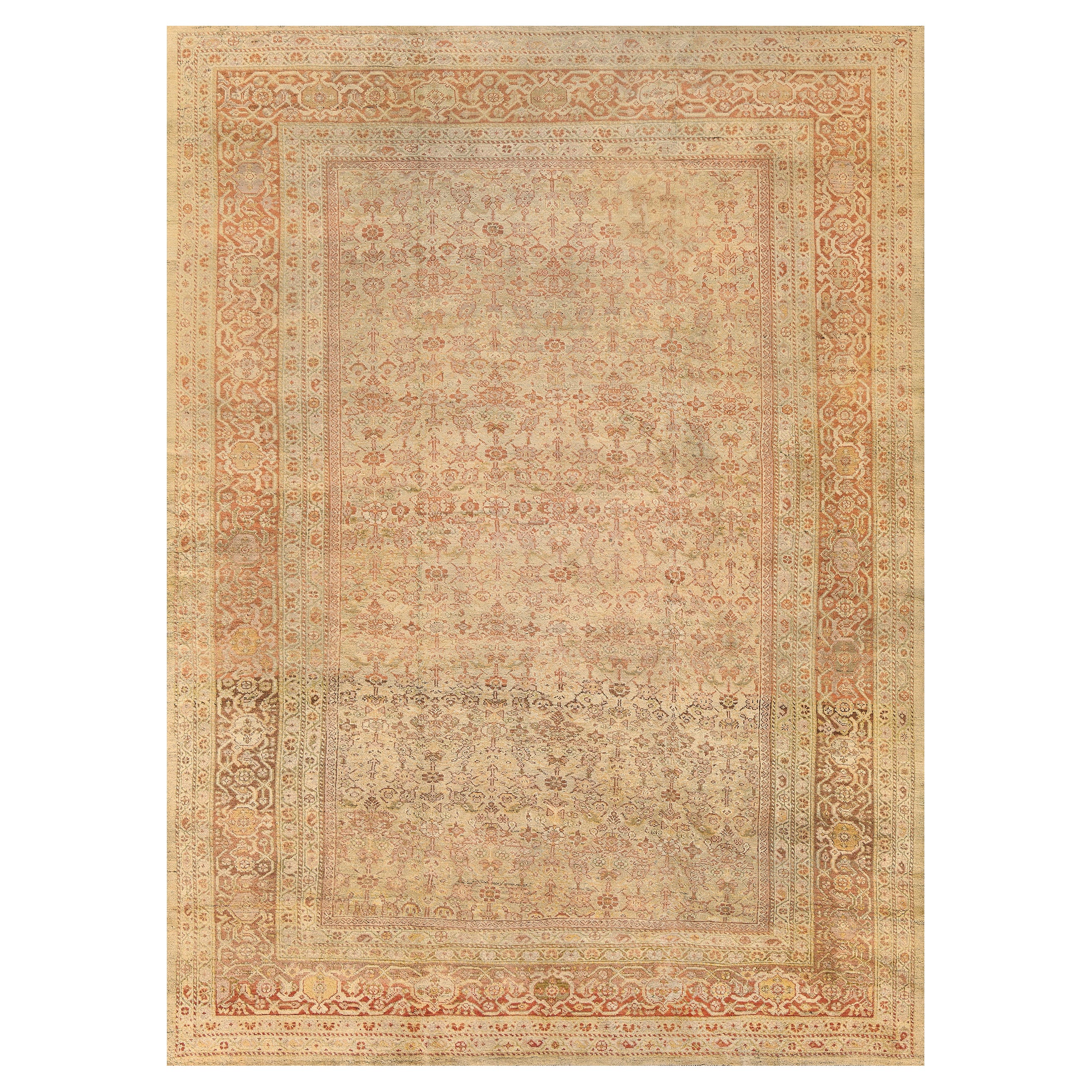 Traditional Antique Hand-Woven Floral Persian Ziegler Sultanabad Rug