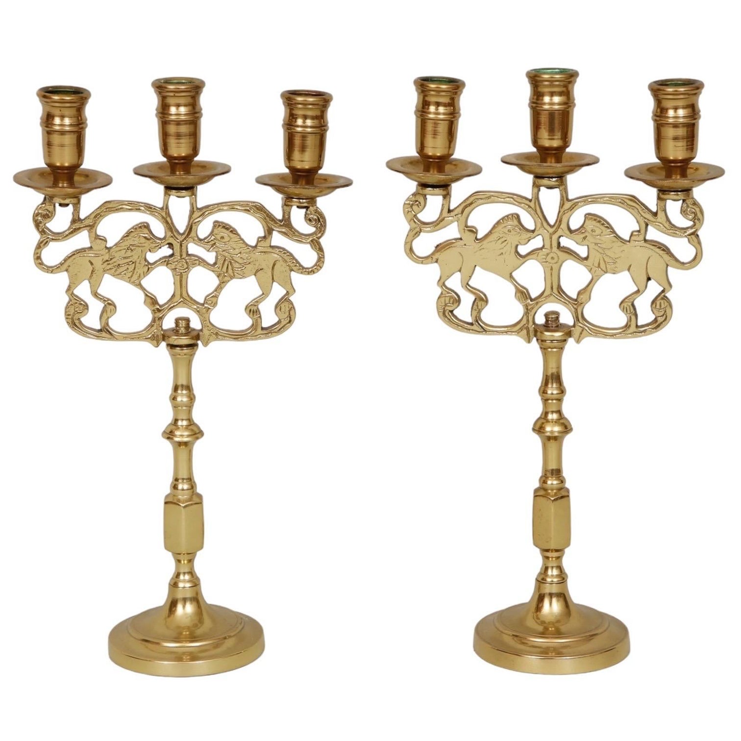 Chandelier de Chabbat en laiton "Lions de Juda" - une paire