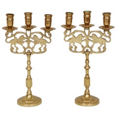 Candelabro de latón para Shabat "Leones de Judá" - Pareja