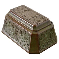 Antique Tiffany Studios New York Chinese Pattern Bronze Stamp Box