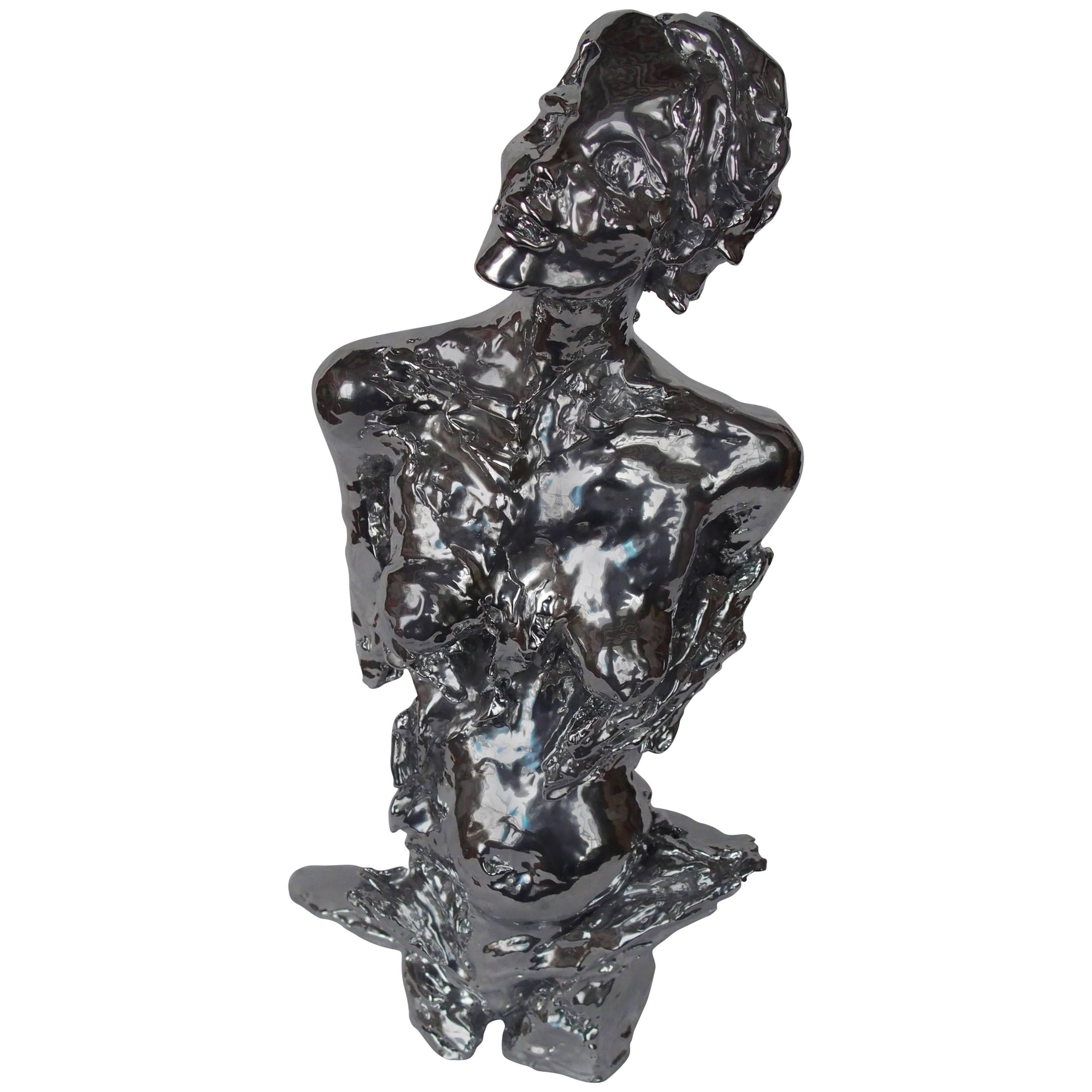Chromed Bronze Sculpture "Eve" by Emmée Parizot For Sale