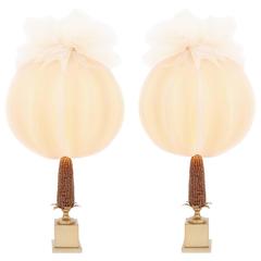 Pair of 1970s Maison Jansen Corn Lamps 7