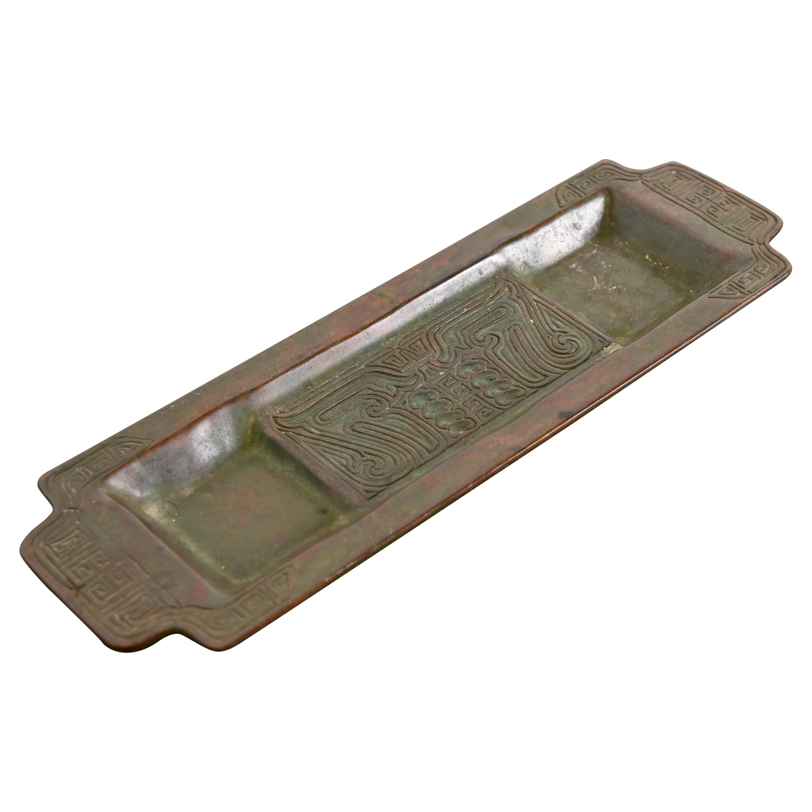 Tiffany Studios Chinese Pattern Bronze Pen Tray