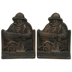 1928 Cast Iron Cape Cod Fisherman Bookends - a Pair