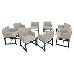 Minotti Dining Chairs, Set of 8,  in Neutral Woven Upholstery