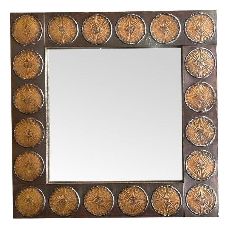 An Italian 1960s brass mirror by Santambrogio & De Berti