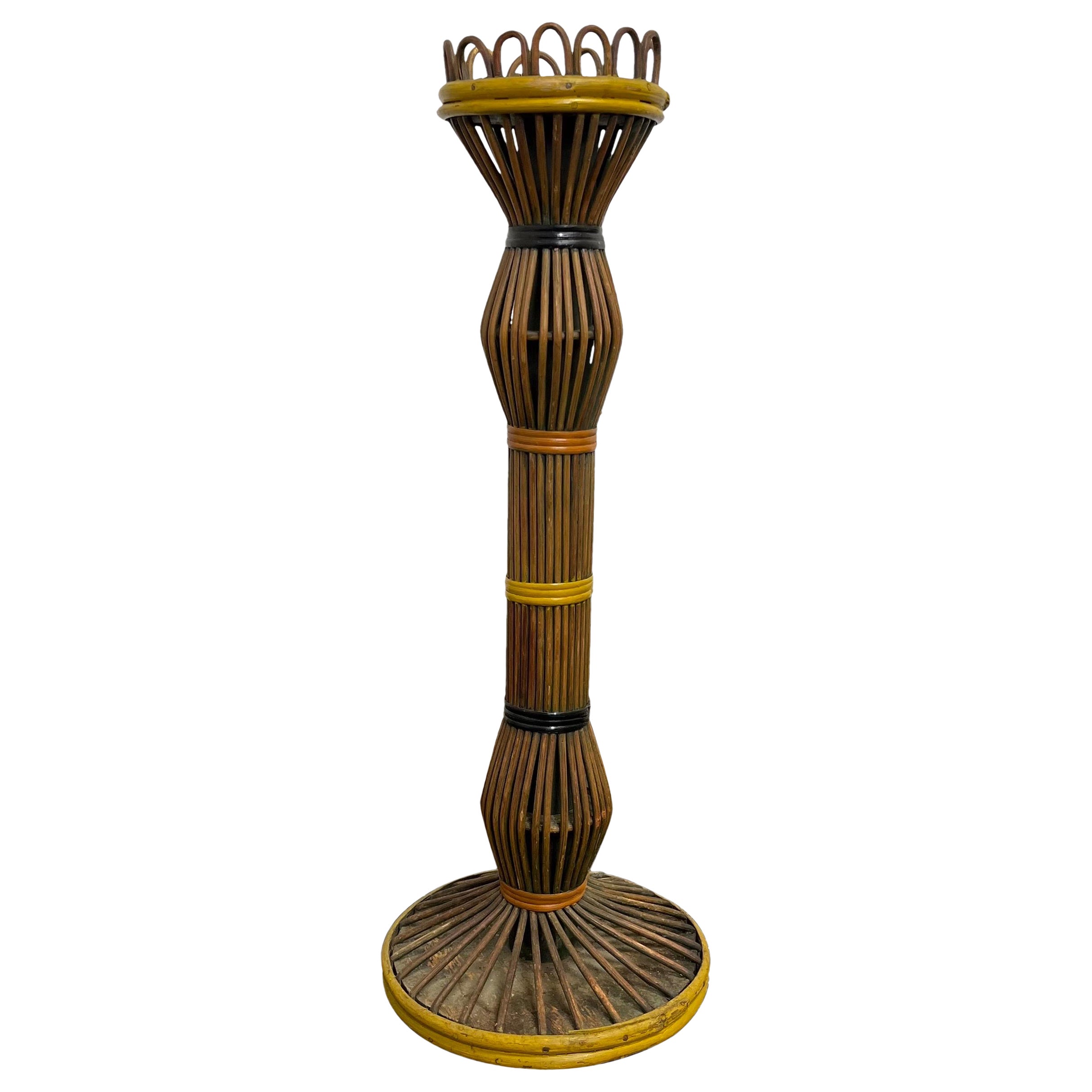 Stand à boissons en osier polychrome et rotin 1920