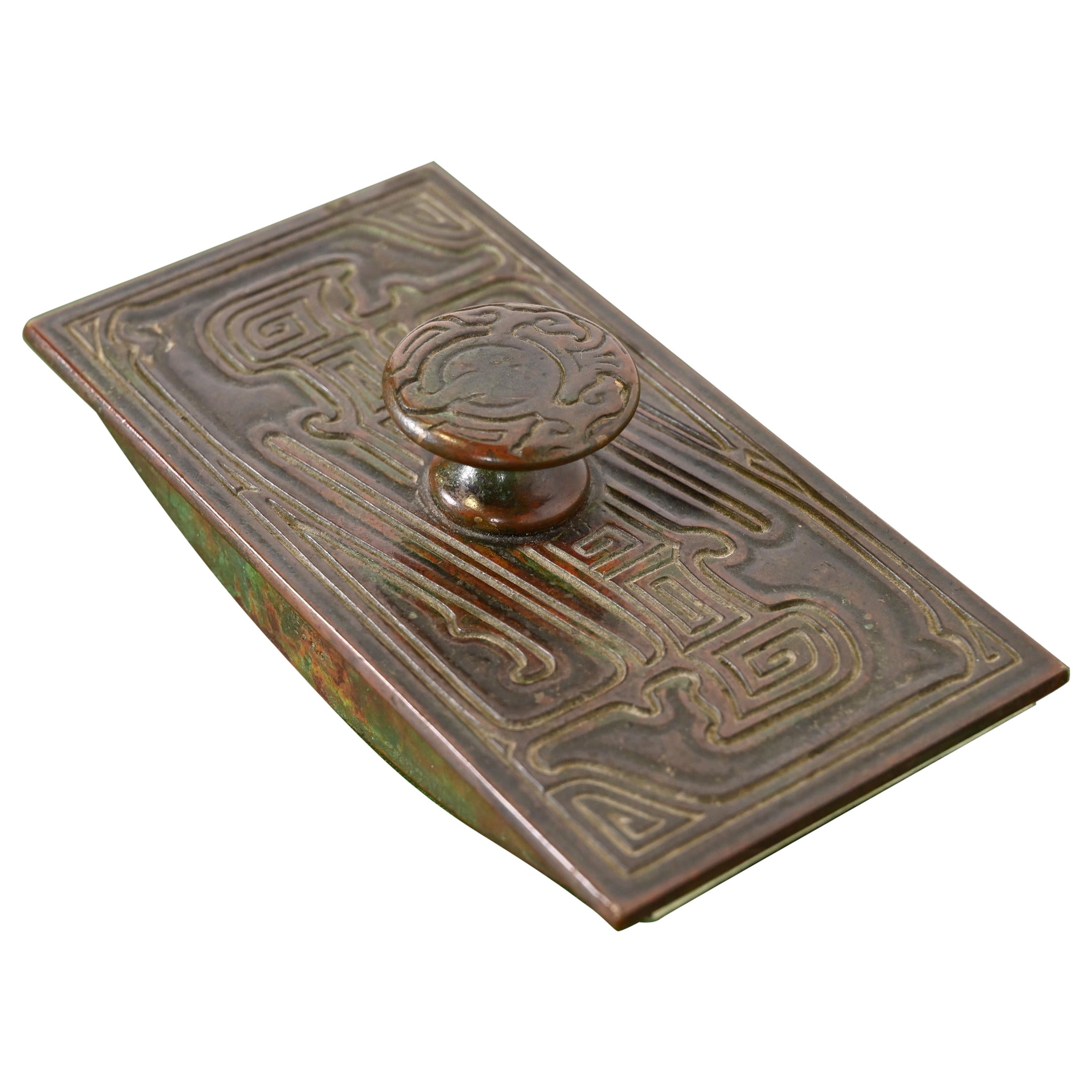Tiffany Studios New York Chinese Pattern Bronze Rocker Blotter