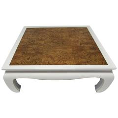 Ming-Style Lacquer & Burl Wood Coffee Table 