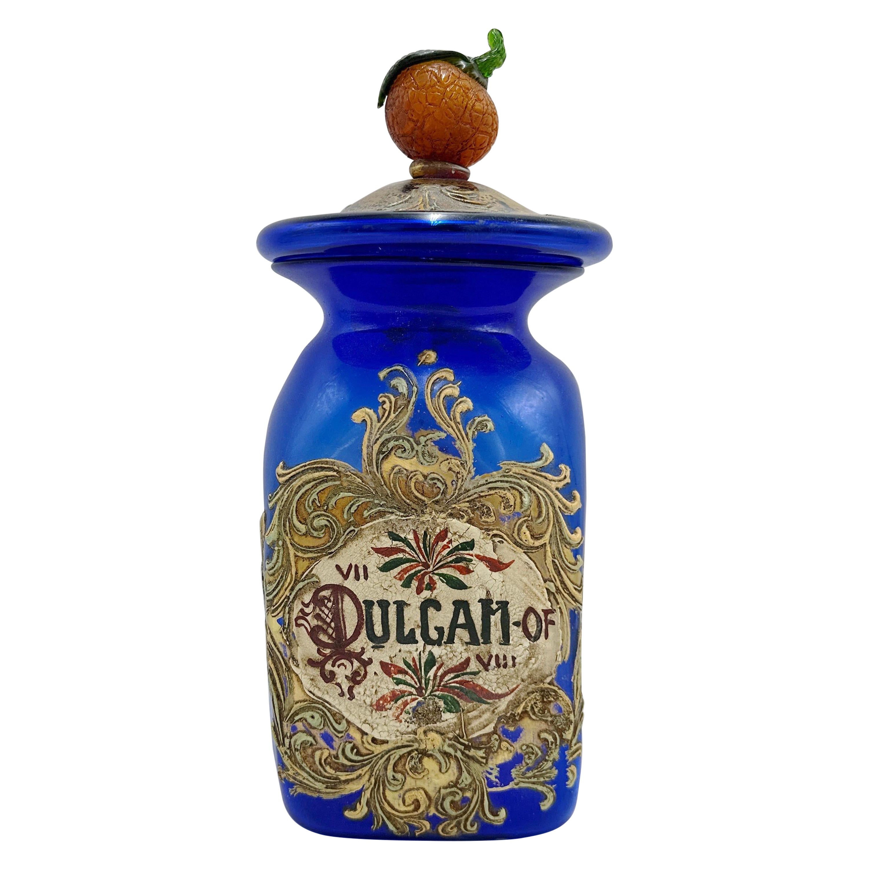 Antico vaso da farmacia "Dulcam" in vetro di Murano