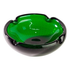Carl Erickson Green Bowl Ashtray American Art Studio Glass 1940s-1950s