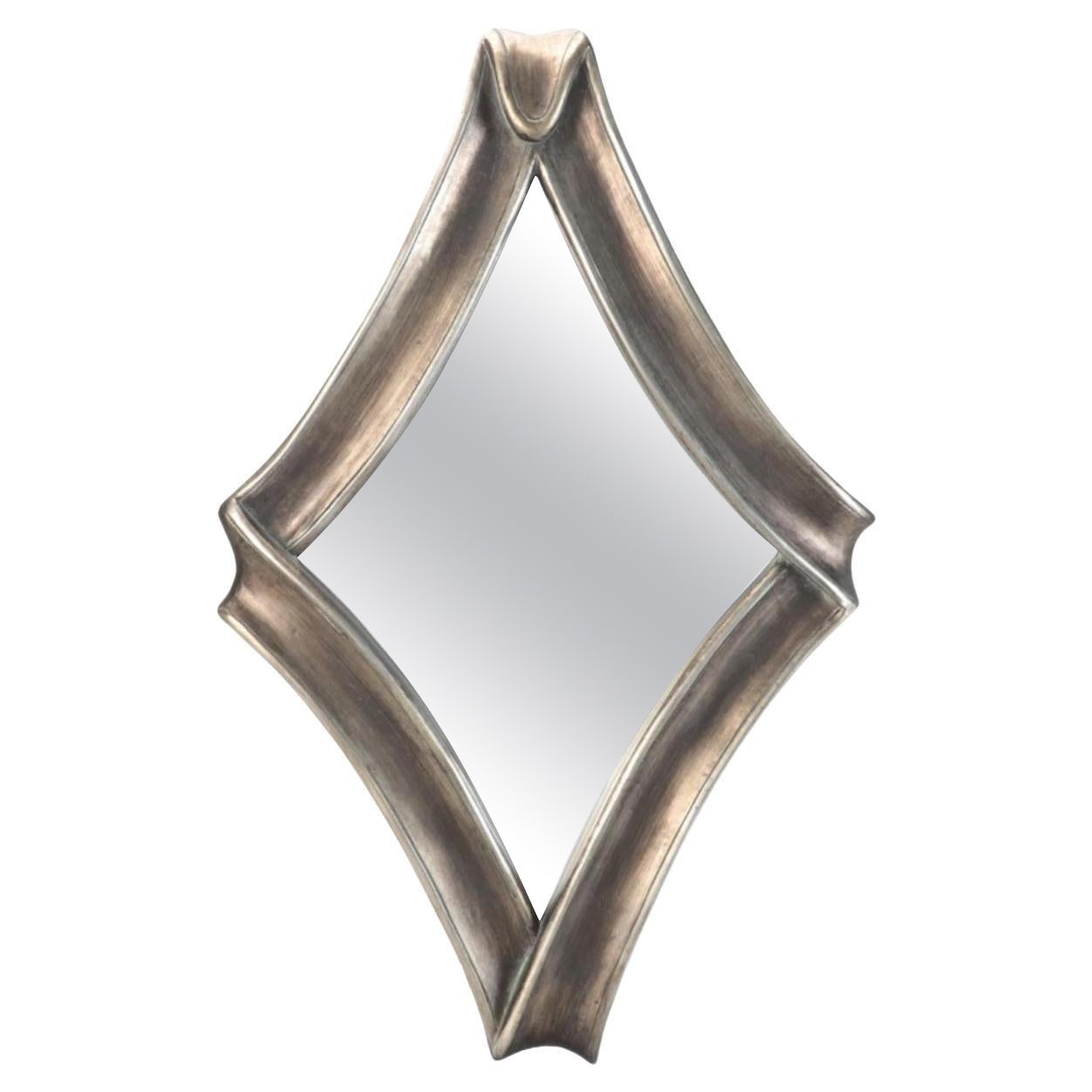 Montags Diamond Shaped Silber Blatt Harz abgeschrägten Spiegel CIRCA 1970s