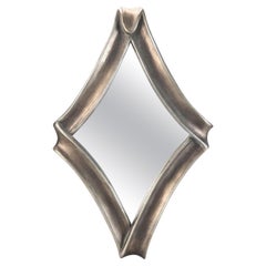 Vintage Montags Diamond Shaped Silver Leaf Resin Beveled Mirror Circa 1970s