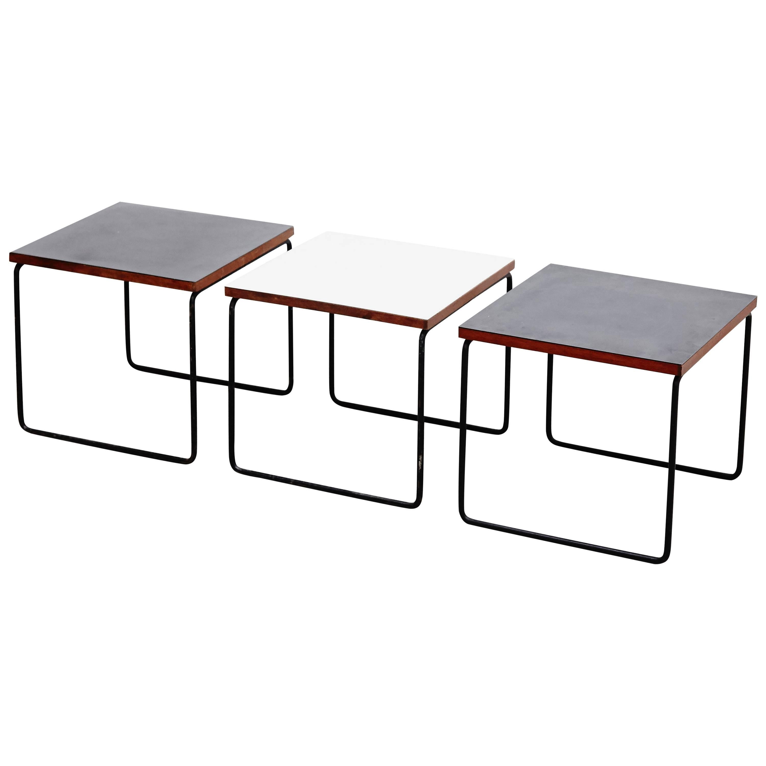 Set of Three Pierre Guariche Side Table for Steiner, circa 1950