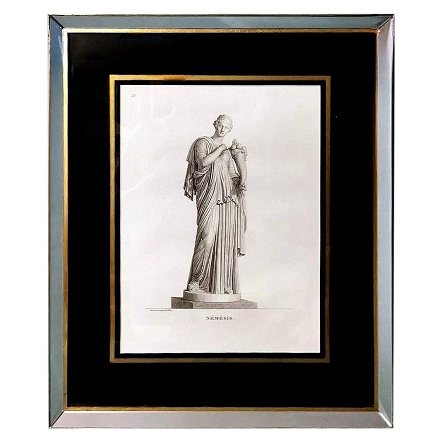 A French Print Depicting "Nemesis "In Italian Frame With Mirrors"