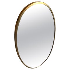 1950s Gio Ponti Style Mid-Century Modern Brass Italian Oval Wall Mirror