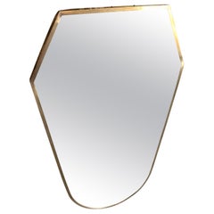 1950s Mid-Century Modern Giò Ponti Style Massiv Messing Italienisch Schild Wandspiegel