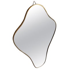 1950s Gio Ponti Style Mid-Century Modern Bras Well Shaped Wall Mirror