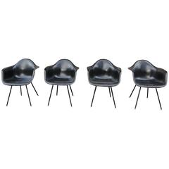 Rare Four Black Fiberglass Chairs Charles Eames for Herman Miller