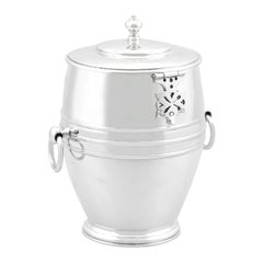 Antique George V Sterling Silver Tea Caddy and Spoon (1914)