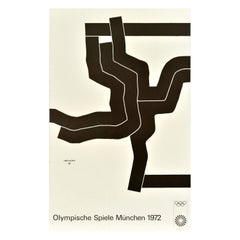 Original Vintage Sport Poster Munich Olympics 1972 Black Pattern Chillida Design