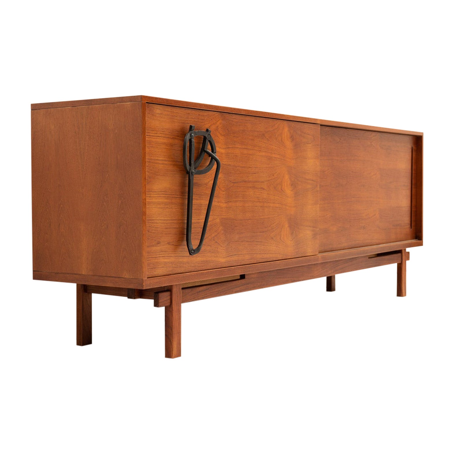 TEAK AND RAFFIA SIDEBOARD | NATURAL FINISH