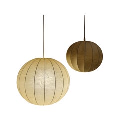 Pair of Cocoon Suspension Lamp, Italian Manufacture, 1960s