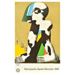 Original Vintage Sport Poster Munich Olympics 1972 Horst Antes 123 Podium Design