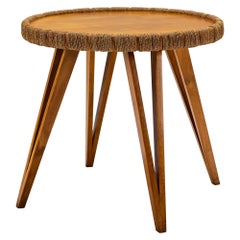Augusto Romano Round Side Table in Beech and Rope, Italy 1948