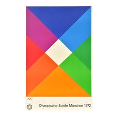 Original-Vintage-Sportplakat, Münchener Olympische Spiele 1972, Max Bill, Farbform, Design
